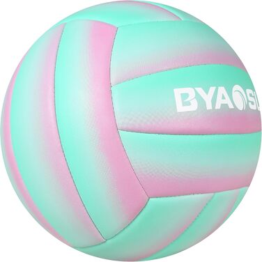 Волейбольний м'яч BYAOSUN для пляжу та залу, розмір 5, для початківців, підлітків та дорослих (зелений, рожевий)