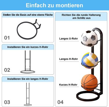 Металевий стенд для зберігання м'ячів: баскетбольних, футбольних, волейбольних (3 яруси)