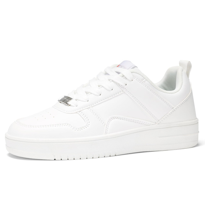 Жіночі кеди LUCKY STEP з блискучими стразами, шкіряні низькі кросівки на шнурівках, білі (38 EU)