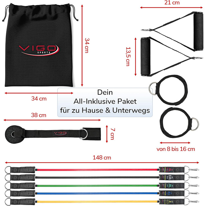 Набір еспандерів Vigo Sports з відеокурсом та PDF інструкцією - для силових тренувань вдома