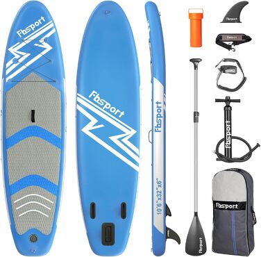 Надувна SUP-дошка FBSPORT 3,2 м з рюкзаком, веслом, насосом, плавником і ременем, протиковзке покриття, для підлітків і дорослих