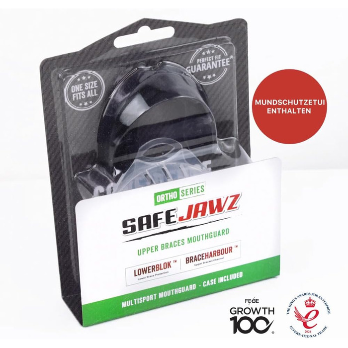 Захист для зубів SafeJawz Sport для брекетів, універсальний розмір, чорний