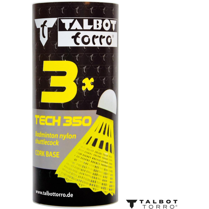 Badmintonbälle Talbot-Torro Tech 350 - 3 або 6 шт. в упаковці, різні кольори/швидкість, нейлонові, для гри в приміщенні та на вулиці