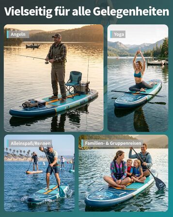 SUP дошка COOLCAA 355 см (Extra Large) надувна, з аксесуарами та сумкою для перенесення, вантажопідйомність 222 кг, для дорослих, для фішингу