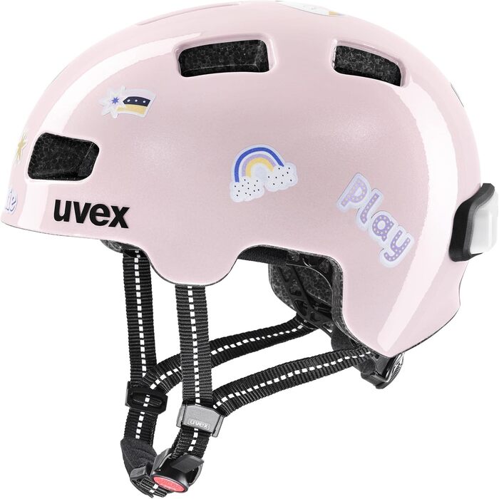 Дитячий велосипедний шолом Uvex HLMT 4 Reflexx, LED, 55-58 см, рожевий, легкий, регульований розмір
