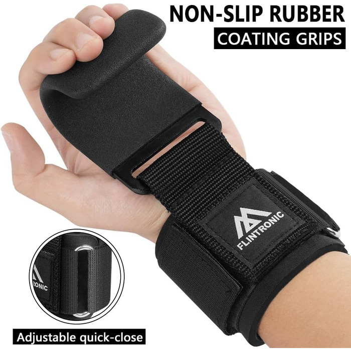 Набори для тяги Flintronic Power: 2 шт., для бодібілдингу, з неопреном 8 мм та бавовною, для силових тренувань та важкої атлетики (чорний)
