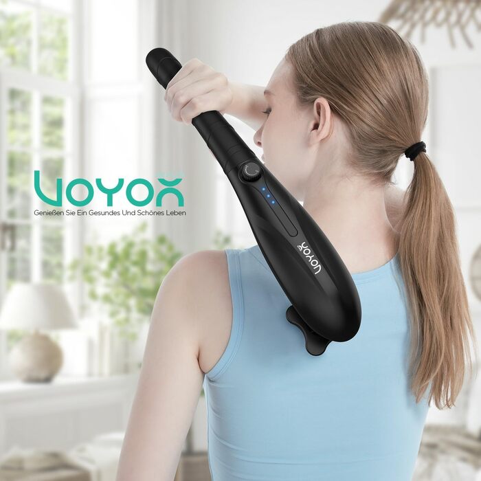 VOYOR HEALTH Перкусійний масажер для тіла, ручний електричний масажер для спини, глибокий масаж, 5 насадок, регульована швидкість, MH560, чорний