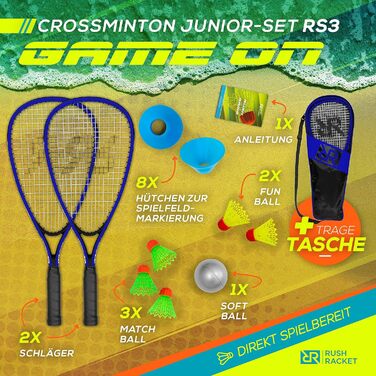 Набір для кросмінтону Rush Racket Junior, 2 ракетки, синій