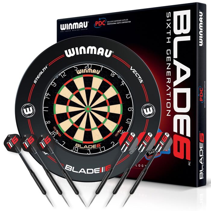 Дартс Winmau Blade 6 Professional: Класичний дротик з захисним кільцем та 2 комплекти дротиків
