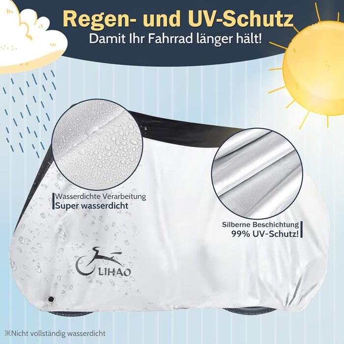 Водонепроникний чохол для велосипеда LIHAO 210D, 200 x 110 x 70 см з сумкою для зберігання