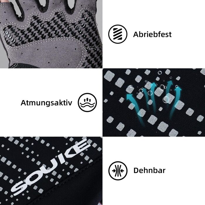 Велосипедні рукавички Souke без пальців, з підкладкою, для гірського велосипеда, антиковзаючі, дихаючі, з відбиваючими елементами, для чоловіків та жінок