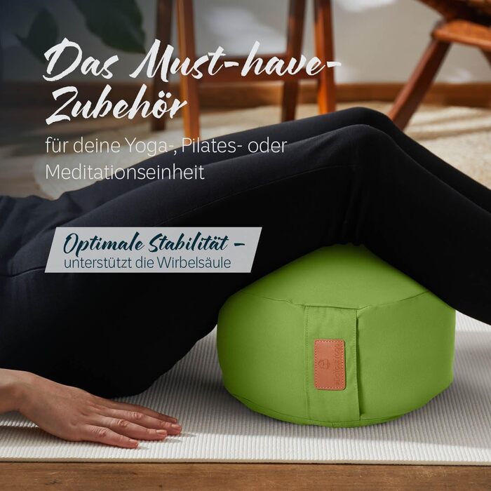 Йога-боулстер Rundes 30см x 15см | Знімний чохол | Наповнювач: органічна гречка (KBA) | Для Інь-йоги та медитації