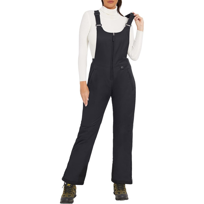 Жіночі гірськолижні штани GEMYSE, чорні, XL - водонепроникні, вітронепроникні, з регульованими лямками