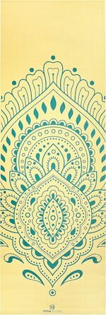 Йога мат Von Yoga Studio: велика килимок з малюнком Мандала, 183x61 см, 6 мм, антиковзаюча, міцна, PVC (пір'я павича, банан)