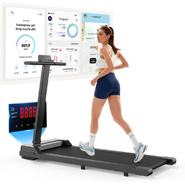 Бігова доріжка для дому Laufband, компактна, 1-8 км/год, складана, LED-дисплей, сумісна з додатком, тиха, з амортизацією, для офісу та дому