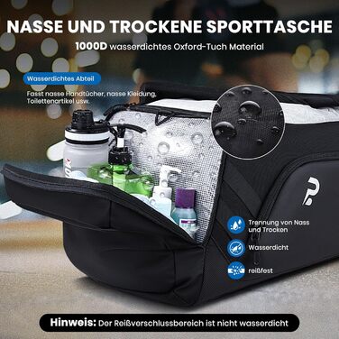 Спортивна сумка для чоловіків та жінок, 58L, велика дорожня сумка з відділенням для взуття та мокрих речей, сумка для тренувань, сауни, фітнесу, спортзал, подорожі