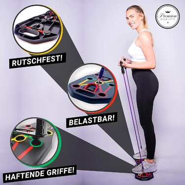 Дошка для віджимань WA Fitness® з еластичними стрічками, тренажер для дому, розвиток м'язів, для чоловіків та жінок