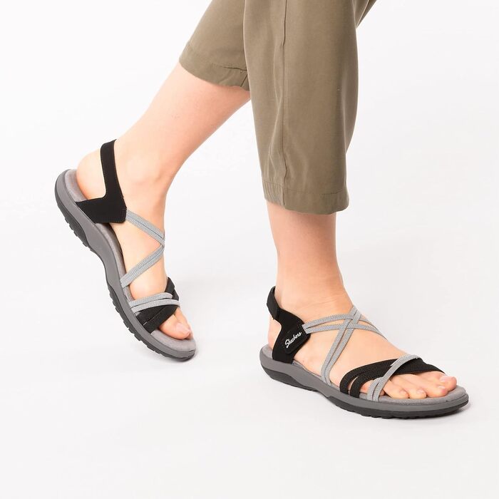 Чоловічі сандалії Skechers Reggae Slim-Takes Two, чорно-темно-сірі, 40 EU