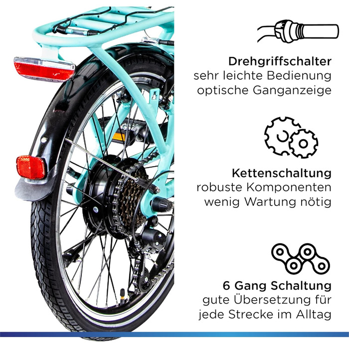 Електровелосипед ZÜNDAPP Z101, 20 дюймів, складаний, 6 швидкостей, для дорослих 150-180 см, міський Pedelec з підсвіткою, складаний електро велосипед