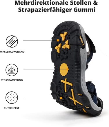 Чоловічі сандалі для пляжу, гір та трекінгу з текстильними ремінцями, водонепроникні, сині (43 EU)