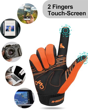 Рукавички велосипедні INBIKE MTB Anti-Slip з силіконовим покриттям, дихаючі, з підтримкою сенсорного екрану, для гірського велосипеда, велоспорту та активного відпочинку (Помаранчевий, M)