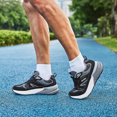 Кросівки FitVille для чоловіків, широкі, спортивні, з неслизькою підошвою, дихаючі, для бігу по вулицях, Outdoor, для джогінгу, фітнесу, зручні, для широкої стопи, 40 EU, X-широкі, чорні з сірим кольором