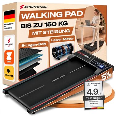 Бігова доріжка Sportstech WalkMate для дому та офісу з нахилом до 5%, швидкість 1-6 км/год, компактна, до 120 кг