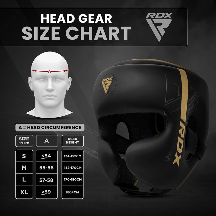 Захисний шолом для боксу та єдиноборств RDX Maya Hide Leder — для кікбоксингу, MMA, тайського боксу, карате та тхвеквондо, золотий, розмір L