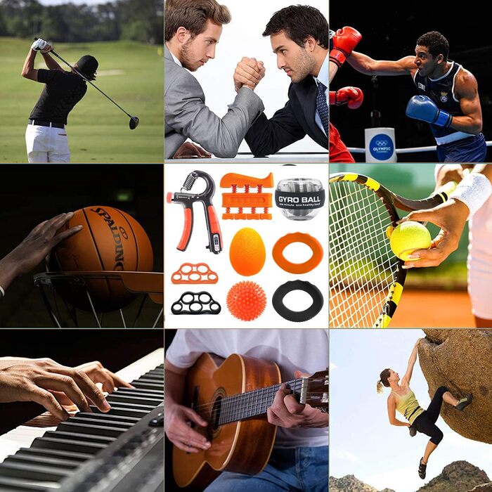 Handtrainer (10 шт) для розвитку м'язів передпліч, кистей та пальців - тренажер для рук, гіроскоп для реабілітації та збільшення сили хвату
