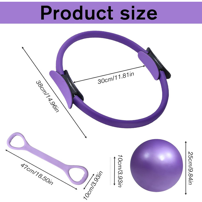 Набір для пілатесу CPKONUUIP: кільце Magic Circle 35см, м'яч, еластичні стрічки для сили, гнучкості та тонусу тіла