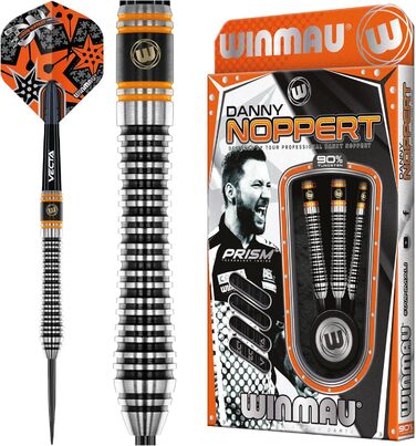 Професійний набір дартсів WINMAU Danny Noppert 2.0, вольфрамові дротики 23 г з оперенням і стрижнями