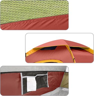Намет кемпінговий Campingzelt 2/3/4/6 місць, купольний, легкий у встановленні для кемпінгу, пляжу та походів, портативний, червоний (Getaway Solids)