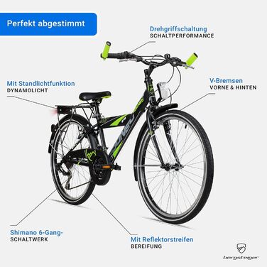 Дитячий велосипед Bergsteiger Sydney 20/24 дюймів, 6-ступенева Shimano, динамо-освітлення, для хлопчиків 6-9 років, StVZO