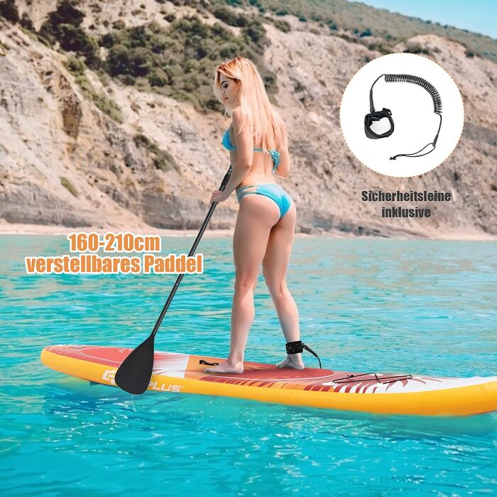 Надувна SUP-дошка COSTWAY з веслом, страховкою, помпою, плавцем, рюкзаком та ремкомплектом
