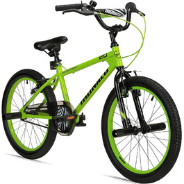 Дитячий велосипед BMX Bergsteiger Monaco 20 дюймів, фрістайл, 6-9 років, 4 сталеві пеги, захист ланцюга, вільний хід, зелений