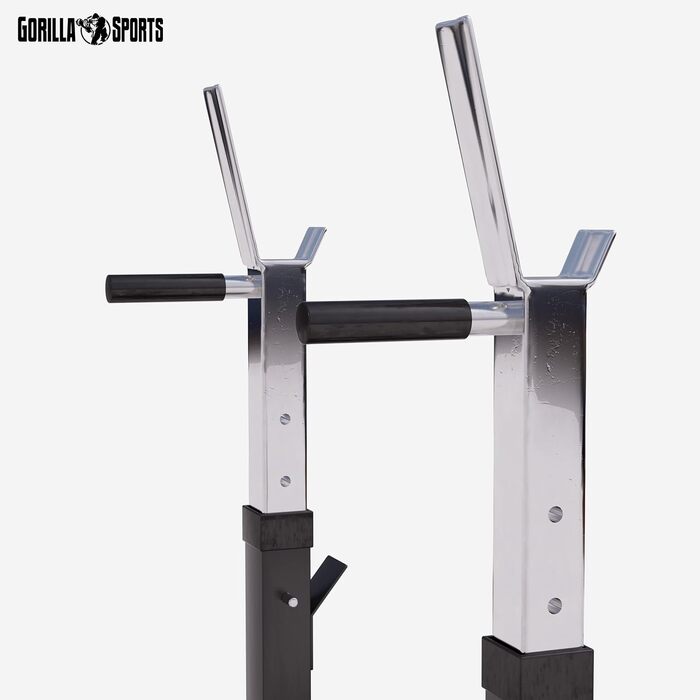 GORILLA SPORTS® Лава для жиму з підставкою, багатофункціональна, регульована висота і кут нахилу, складана, до 200 кг, чорна або біла – тренувальна лава для жиму, фітнесу, пресу