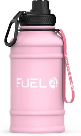 Fuel24 потужна пляшка для води з нержавіючої сталі 1.3 л, рожевого кольору, герметична, BPA-free, для спортзалу та фітнесу, металева фляга для дорослих