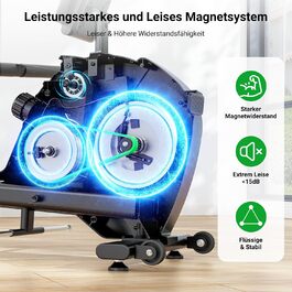 Dripex Гребний тренажер з магнітною системою опору, LCD-монітором, навантаження до 158 кг, Bluetooth, чорно-зелений