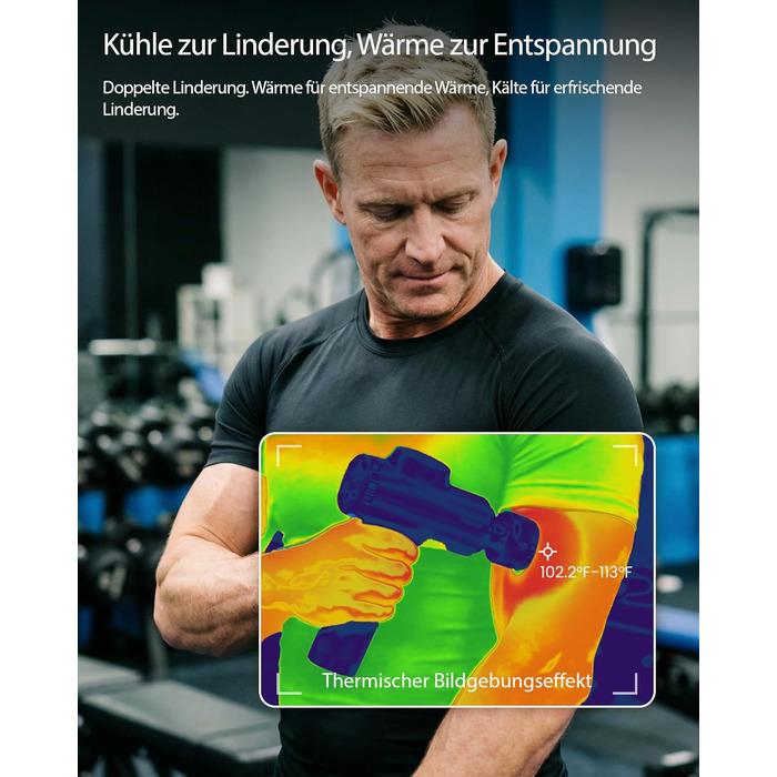 Масажер для тіла з охолодженням та підігрівом, тихий масаж глибоких м'язів проти болю в шиї та спині, LCD дисплей, ергономічний ручний масажер для дому та фітнесу, з сумкою