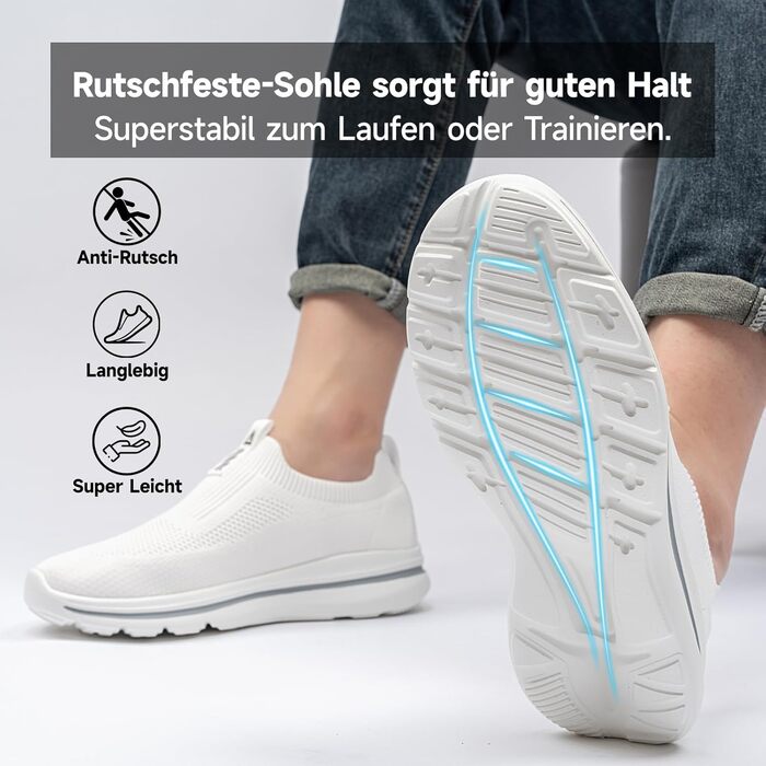 Чоловічі кросівки Slip-on з сітчастою тканиною, дихаючі, зручні для бігу та занять спортом, Outdoor, Fitness, легкі, світло-зелені (білі, 46 EU)