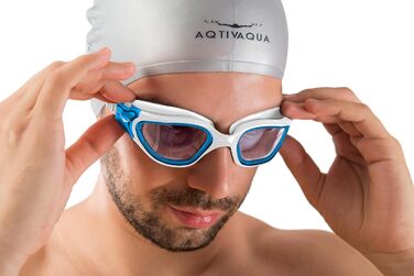 Плавальні окуляри AqtivAqua DX з широким оглядом, UV-захистом, антизапотіванням, герметичністю, регульованим силіконовим ремінцем для дорослих і підлітків, для плавання в басейні та на відкритій воді