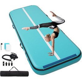 Гімнастичний надувний мат Quashley, 20,3 см товщиною, з двома липучками, гнучкий, 4 м/4,9 м/6 м, надувні килимки для тренувань, черлідинг, електричний насос вдома