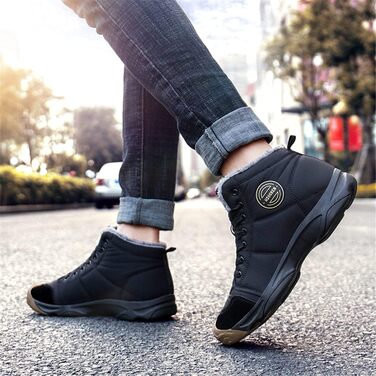 Зимові черевики Azooken для чоловіків та жінок. Теплі трекінгові черевики для ходьби снігом. Водонепроникні зимові черевики, розміри 36-48, 39 EU, чорний колір