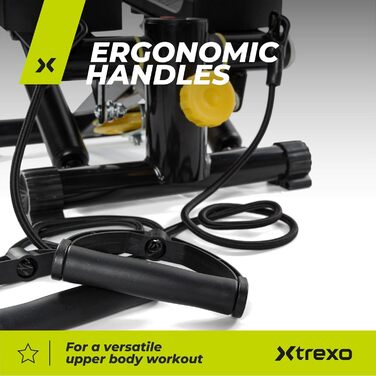 XTREXO Степер для дому FS100 | Регульована висота педалей та опір, дисплей, навантаження до 100 кг, чорний/жовтий | Hometrainer для кардіотренувань