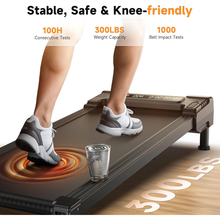 Бігова доріжка REPOWER для дому, Walking Pad, автоматичне підняття/опускання 9%, тиха, з пультом, для столу, 3 рівня регулювання, до 136 кг