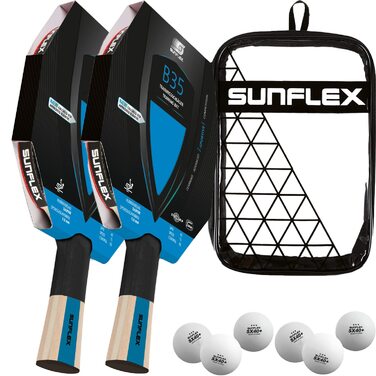 Ракетка для настільного тенісу Sunflex® Color COMP B35: професійна, з ITTF схваленням, для тренувань та змагань. Набір з чохлом та м'ячами