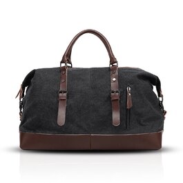 Спортивна сумка для подорожей FANDARE: універсальна дорожня сумка-вікенд з канвасу для жінок та чоловіків, сумка для залу, кемпінгу та пляжу (Чорна)