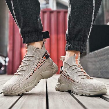 Чоловічі кросівки FUSHITON: дихаючі спортивні кросівки, легкі, повсякденні, для бігу по місту, стильні, фітнес, колір бежевий, розмір 43 EU