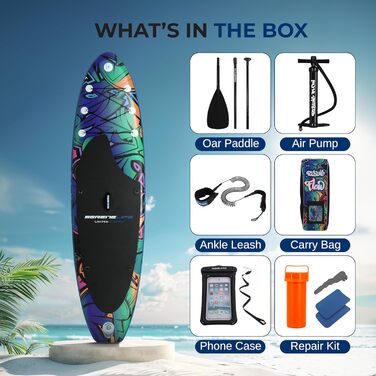 Надувна SUP-дошка SereneLife з аксесуарами, антиковзка, для дітей і дорослих, комплект із насосом, веслом, сумкою, чорна