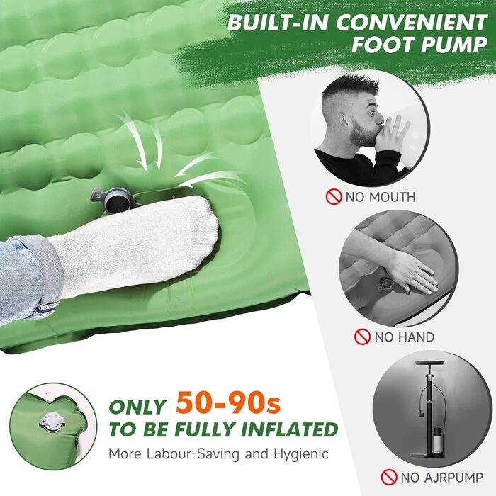 Каремат самонадувний HiiPeak Isomatte 12 см, зелений. Легкий, компактний, з інтегрованими подушками. Ідеальний для кемпінгу та відпочинку на природі.